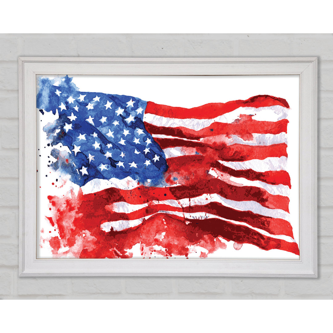 The Ink Splatter American Flag - Einzelner Bilderrahmen Kunstdrucke