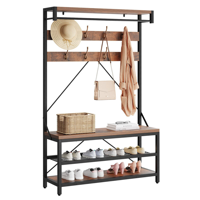 8 Pair Shoe Storage Bench, Brown