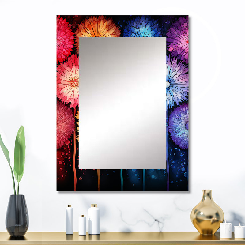 Feux d'artifice colorés colorés - miroir mural abstrait, miroir décoratif moderne, impression d'art en métal, 32 po x 24 po