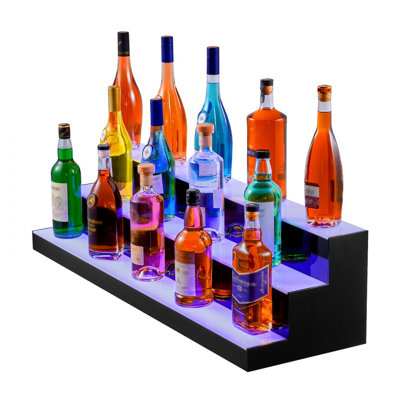 LED Lighted Liquor Bottle Display Bar Shelf RF & App Control 3-Step by Brayden Studio