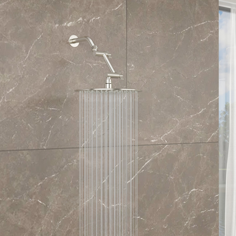 Pomme de douche réglable de 4 pouces avec bras d'extension réglable, Nickel brossé