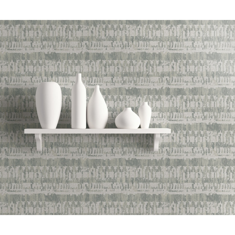 Rouleau de papier peint L 33 pi x l 20,5 po, Argenté métallique / gris / blanc cassé, L 33 po x l 20,5 po