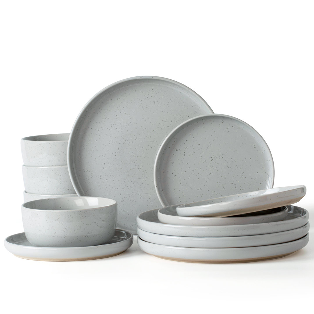 12 Piece Stoneware Dinnerware Set - Service for 4