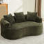 Fauteuil incurvé Olive, petit modèle en chenille avec 3 coussins, mousse à mémoire de forme, aucun assemblage requis, sans animaux, poids maximal supporté : 136 kg, assise profonde idéale pour les petits espaces, assemblage nécessaire, matériau confortable en mousse pour un confort optimal.