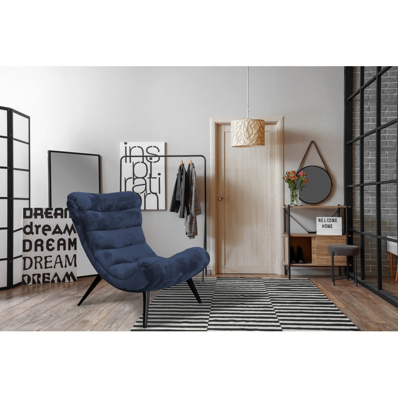 Owlswick Upholstered Swivel Slipper Chair, Navy