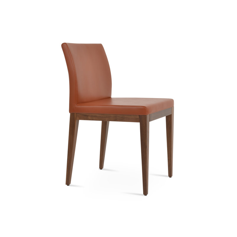 Aria Wood Dining Chair, American Walnut, Cinnamon Faux Leather