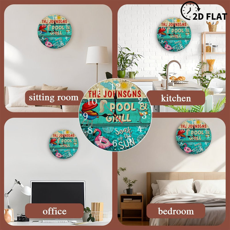 Horloge murale en bois 10 po, mouvement silencieux, à piles (piles AA non incluses), décor artistique, parfait pour les décorations
