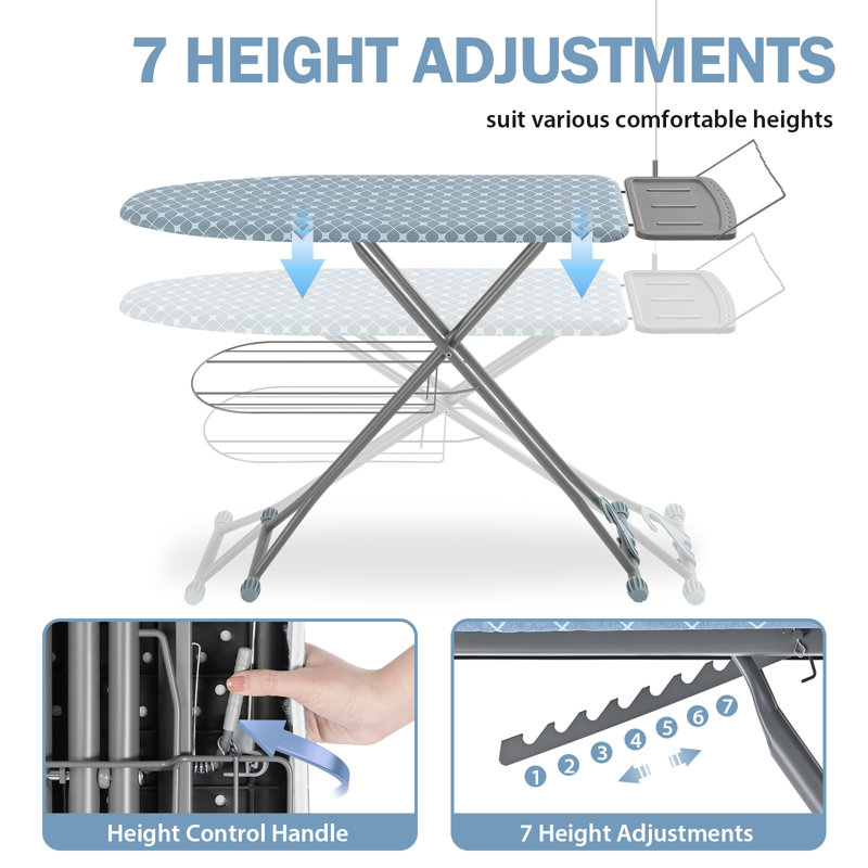Metal Freestanding Adjustable Height Ironing Board,Multi-functional Iron Board with Ironing Mat