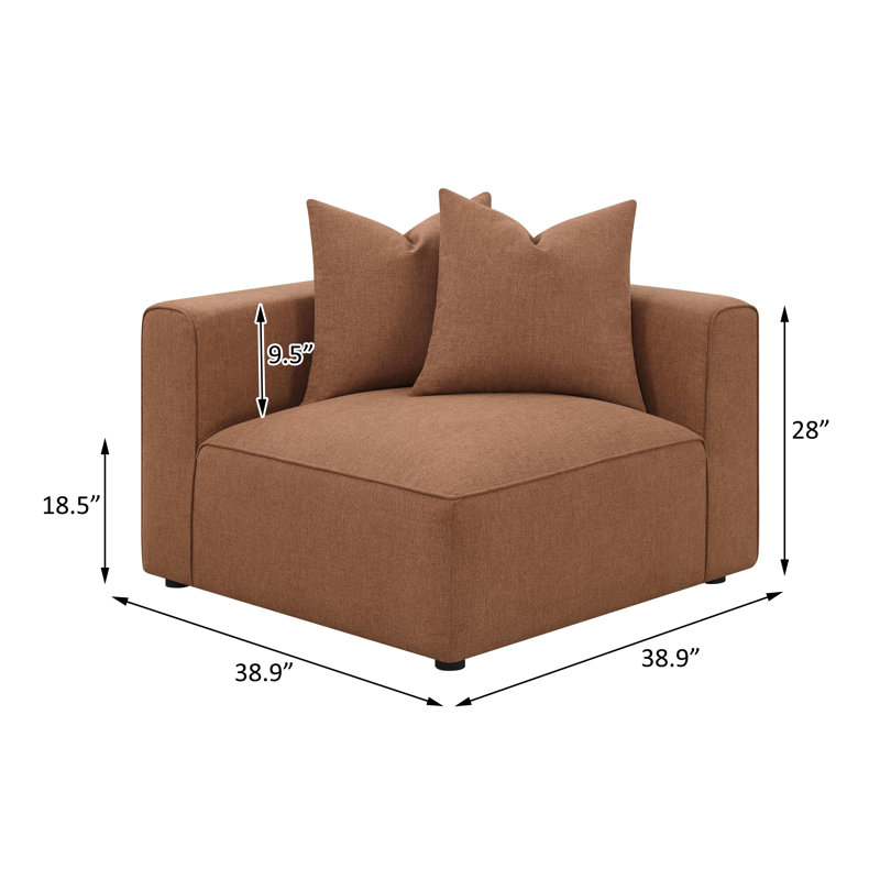 Chaise d'angle rembourrée, Tissu brun