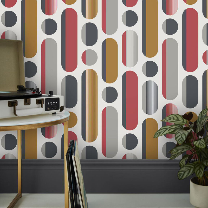 Envy Morse Geometric Wallpaper, Red