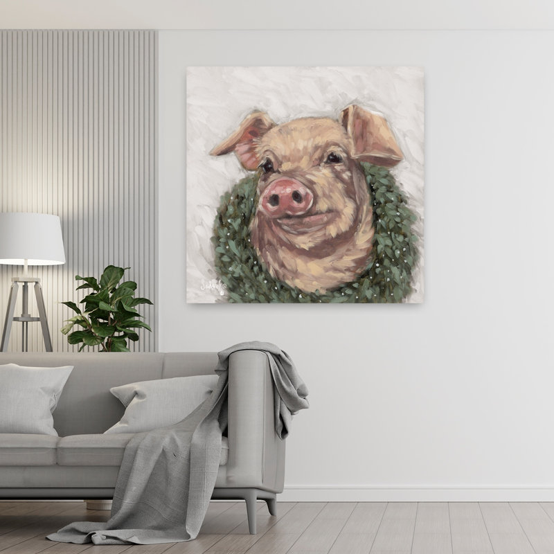 Art contemporain «Le cochon avec le cochon», H 48 po x l 48 po