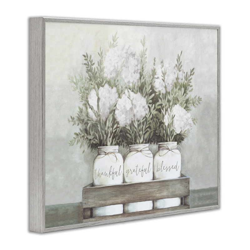 Bouquets d'hortensias immaculés - Reconnaissant sentiment bienheureux - peinture, H 24 po x l 30 po