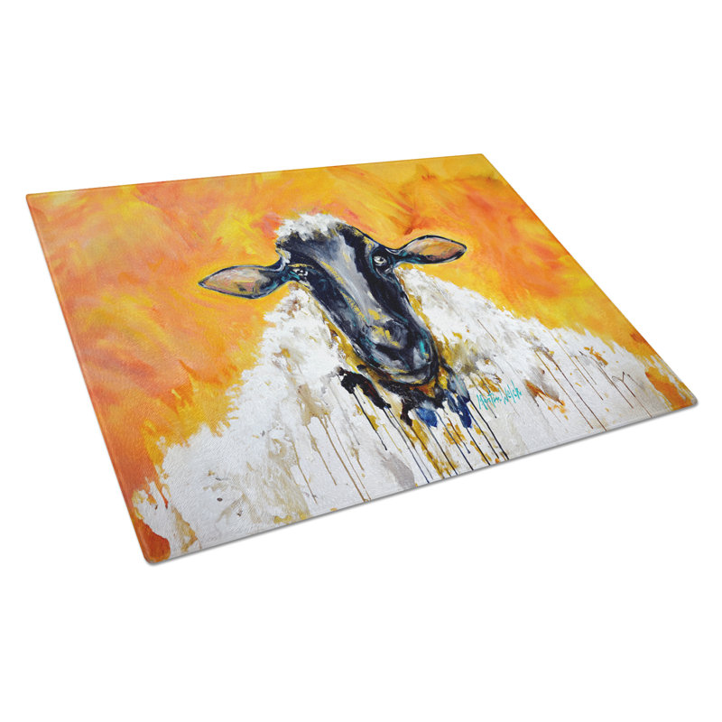 Peach Wool Sheep Glass Cutting Board
