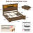 Farmhouse King Size Bed Frame With 51" Tall Storage Headboard & 4 Drawers, Wooden Bed Frame King Size with LED Light, Charging Station, No Spring Needed-12953378-12953376