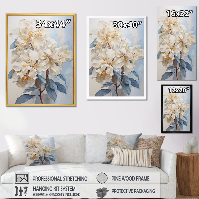 Impression sur toile de minimalisme Rhododendron III - Rhododendron, Cadre flottant noir, H 20 po x l 12 po