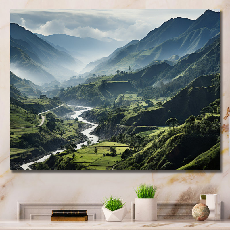 Dominicain Mountain River I, reproduction d'art sur toile, H 24 po x l 32 po x P 1 po, Toile tendue