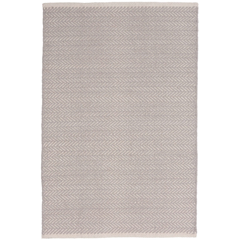 Tapis en coton tissé à la main gris tourterelle Herringbone, Rectangle de 5 pi x 8 pi