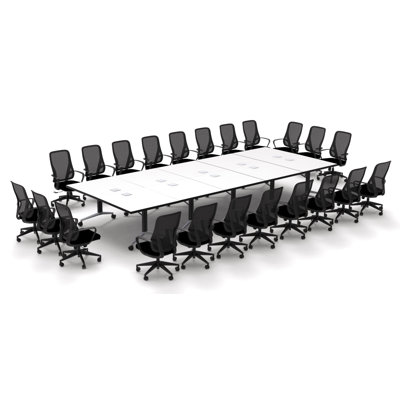 22-Person Conference Tables Meeting Seminar Extra Large Fold Up Model 2818 27Pc Color White X-Thick Tops, Luxury Chrome Base & Casters, Ready To Use.