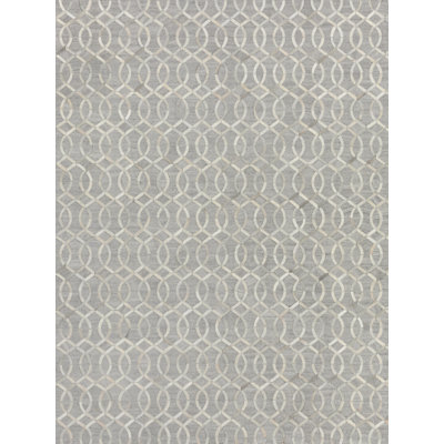 Berlin Cowhide Geometric Area Rug in Silver