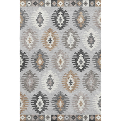 Premium Machine Washable Prisco Silver Rug