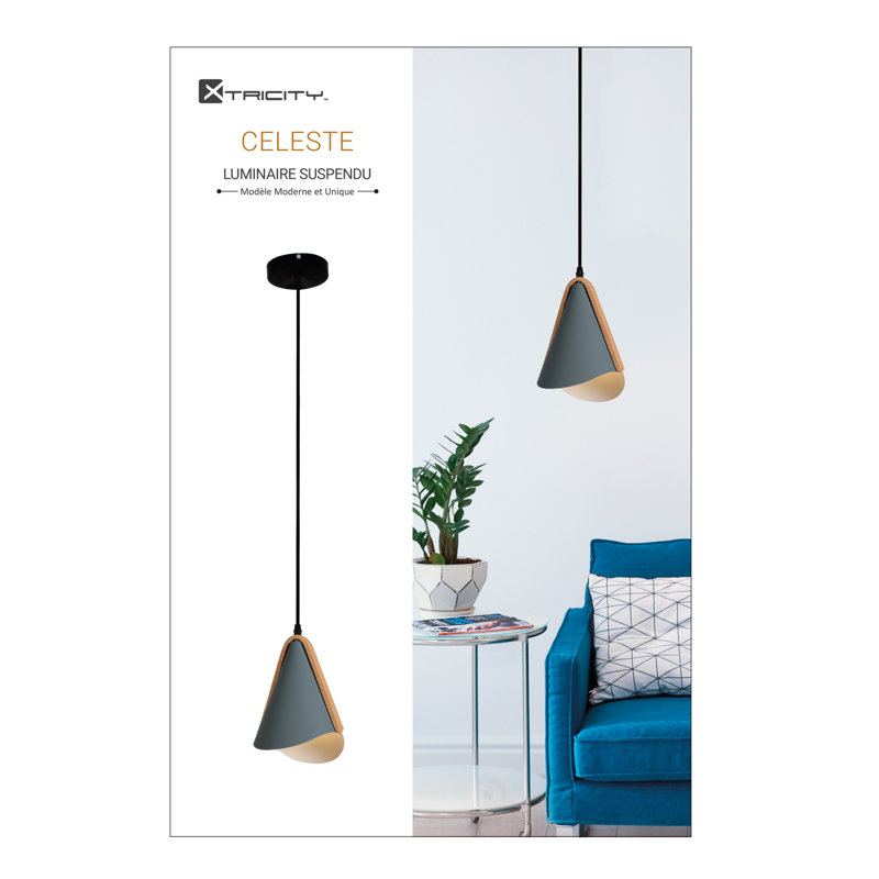 Luminaire suspendu conique à 1 lumière Celeste