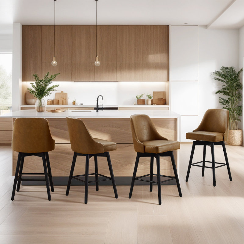 Cronk Swivel Bar Stool, Brown/Black
