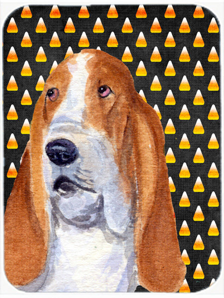 Planche à découper en verre caroline trésors basset hound Halloween Candy Corn