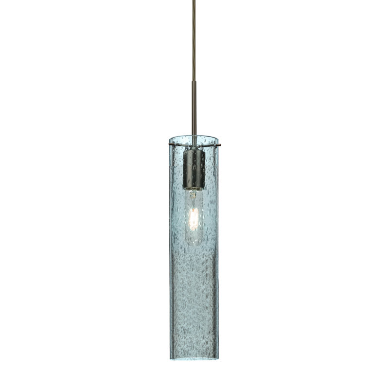 Cattalina 1 - Light Single Pendant, Satin Nickel, 10" H x 3.5" W x 3.5" D, Blue