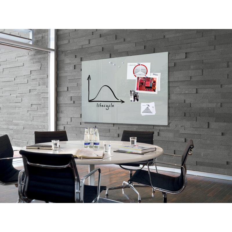 Artverum Wall Mounted Glass Board, 100cm H x 150cm W x 150cm L, Grey