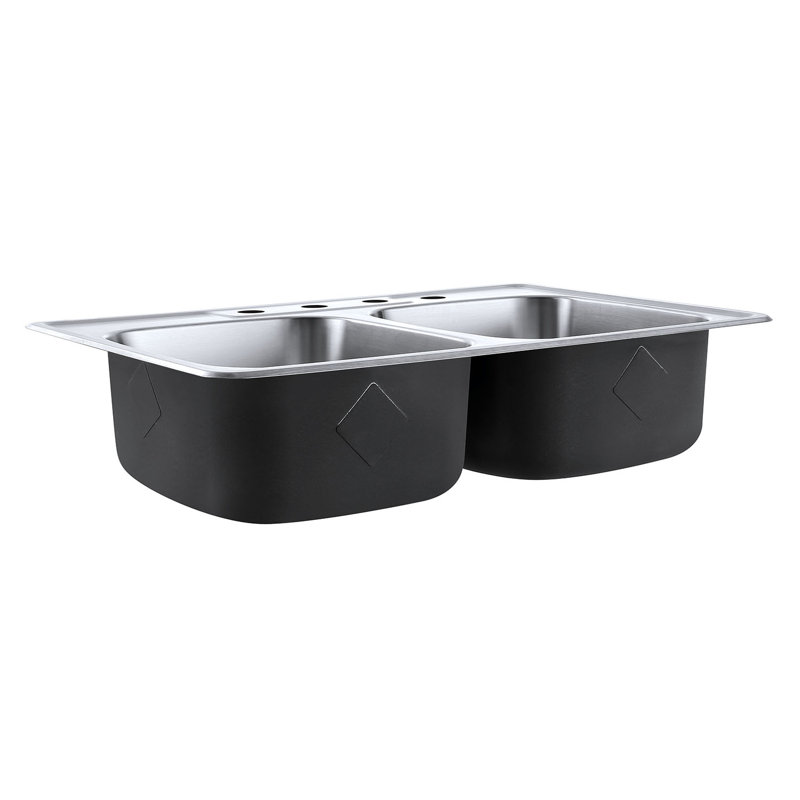Studio 33" L x 22" W Drop-In Kitchen Sink with Faucet