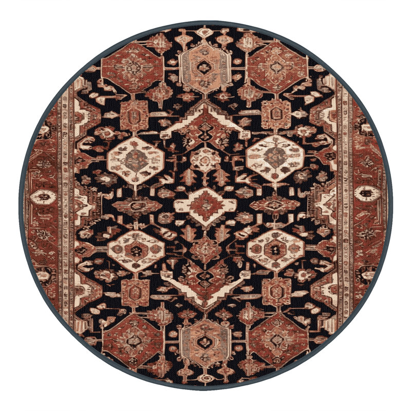Tapis brun lavable à la machine, Rond 4 pi