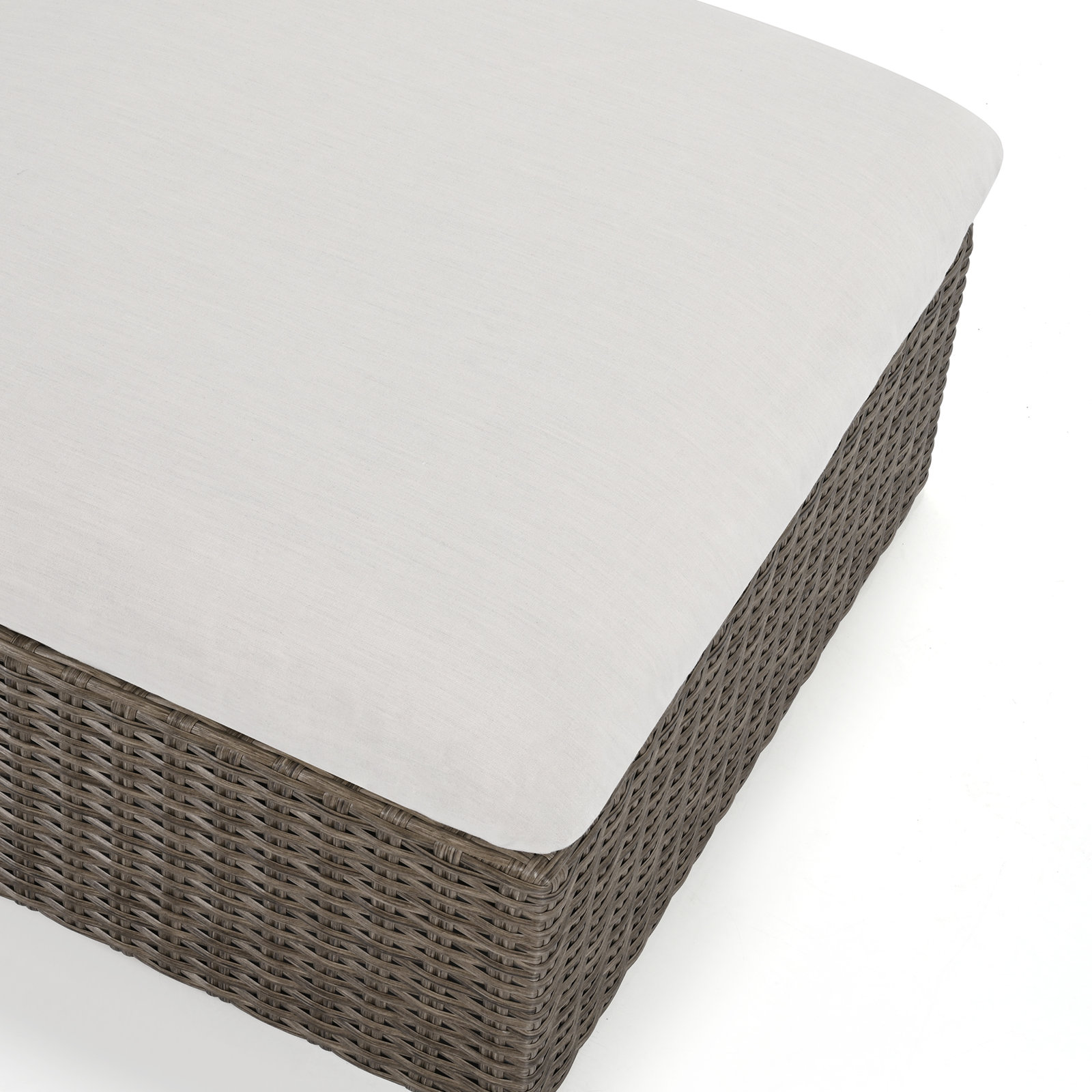 Pippa Wicker Outdoor Conversation Set, 4Pcs:2 Ottomans, 2 Armless Sofas