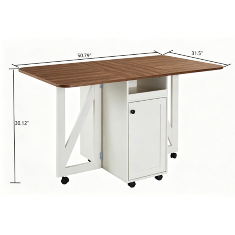 Table de salle à manger pliable, plateau de table à abattants extensible à deux côtés, système de rangement classifié multi-zones