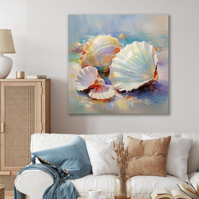White Impressionist Seashells I - Animals Wall Art Prints
