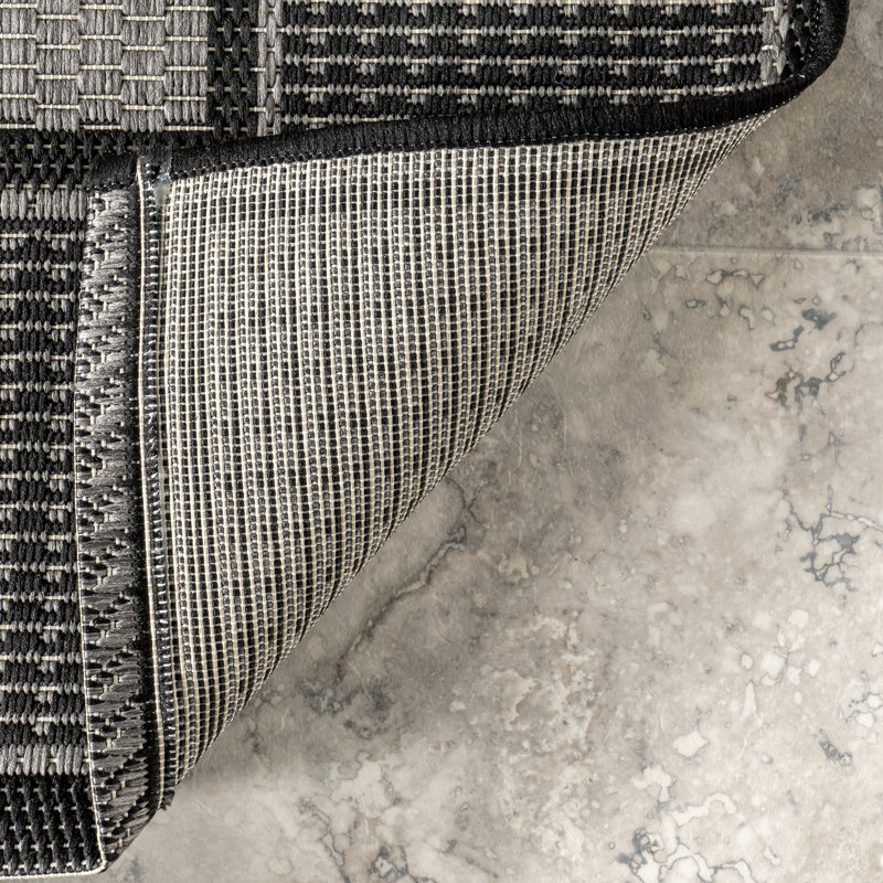 Tapis d'intérieur / extérieur gris tissé à la machine Mcelfresh, Tapis de couloir 2 pi x 6 pi