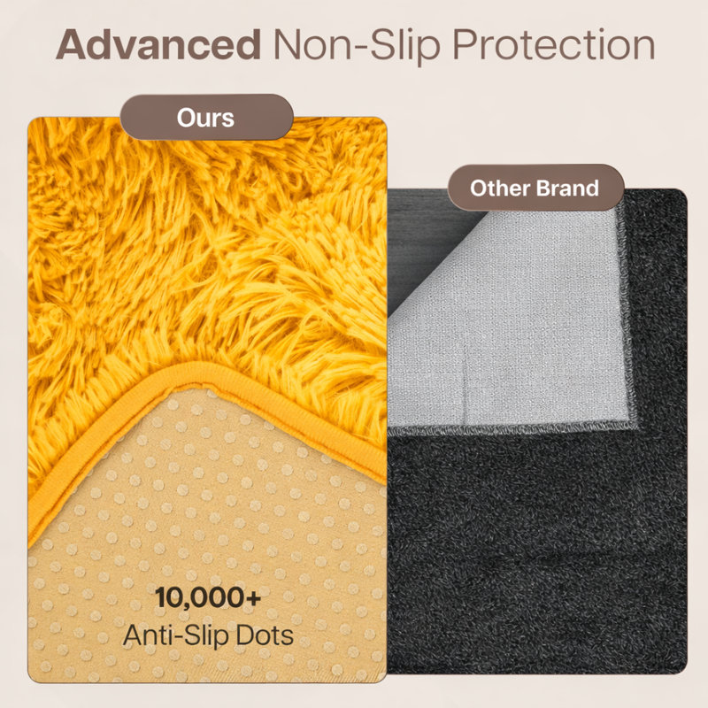 Aspire Homeware Mustard Yellow Shaggy Area Rug Soft Plush Indoor Carpet, Rectangle 120cm Width X 170cm Length
