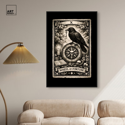 Spooky Fortune Tarot Card Framed Canvas Print Spooky Wall Decor by Art Remedy, Black Frame, 30 x 45