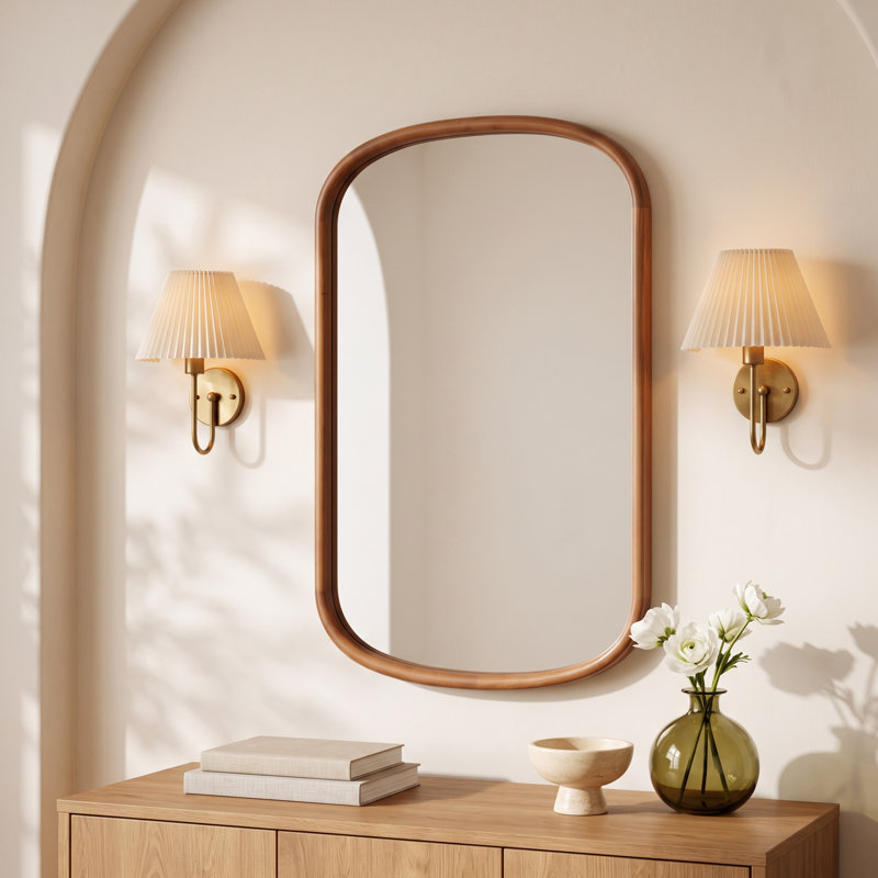 Brayton Wood Oval Mirror, Walnut Brown, Vertical