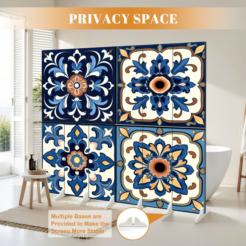 Paravent mexicain à 4 panneaux paravent Royal, 6, 71" H x 96" W x 1" D