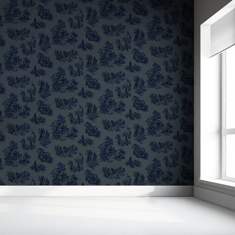 Huang 10m x 52cm Matte Paste the Wall Wallpaper Roll, Blue/Grey