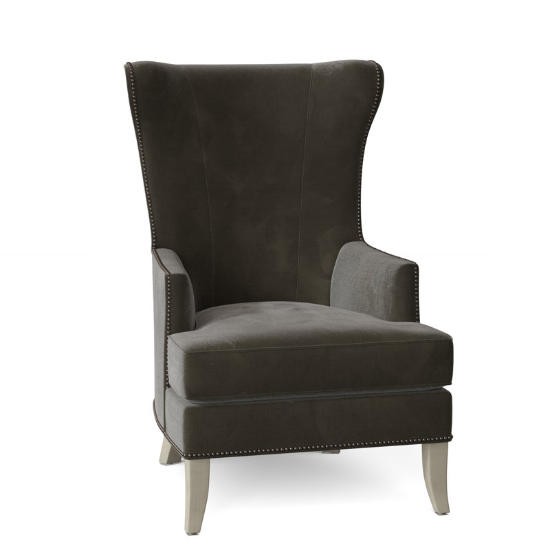 Andrew Wingback Chair, Sage (8789 30), Black Nickel, Walnut