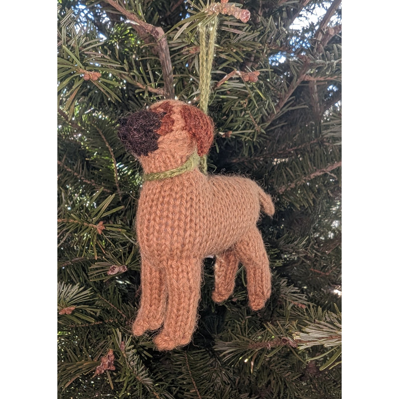 Hand Knit Alpaca Christmas Ornament Bullmastiff Dog Hanging figurine