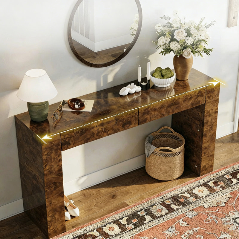 Console Retro Minimalist, 33.46" H x 70.87" W x 13.78" D, Brun