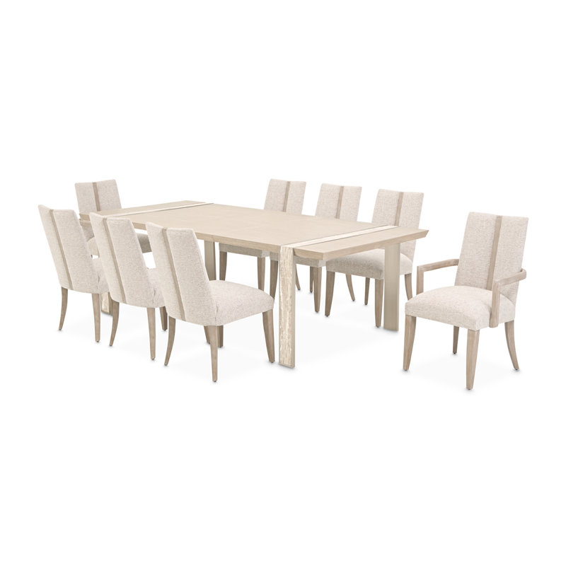Lotus Bay Dining Set, 9 Pieces: Table, 8 Chairs