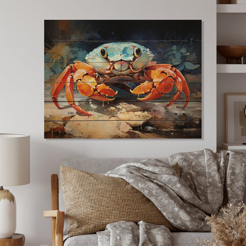 «Sim Crab Coastal Guardian», collage sur bois, H 10 po x l 20 po x P 0,78 po