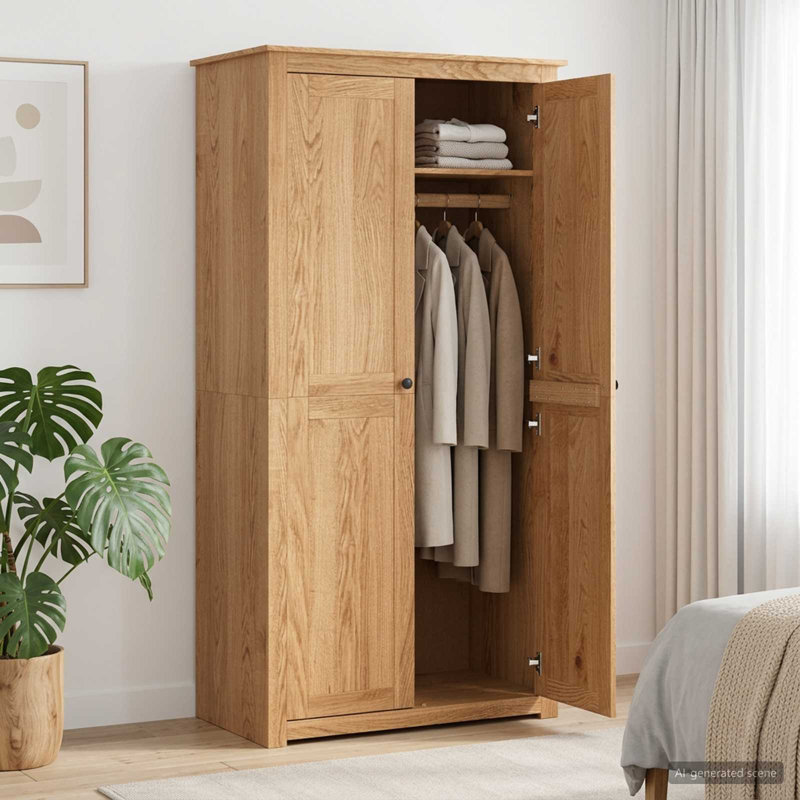 Wardrobe PANAMA Honey Solid Pine Wood Bedroom Closet Freestanding Wooden
