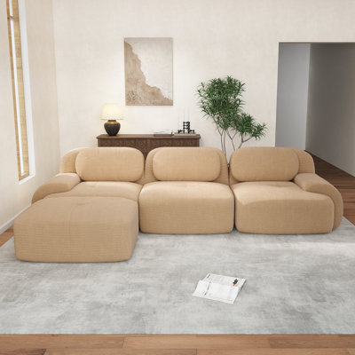 Canapé modulaire en L désossé Luxurycorduroy Tissu 32D éponge haute résilience pour le salon Chambre