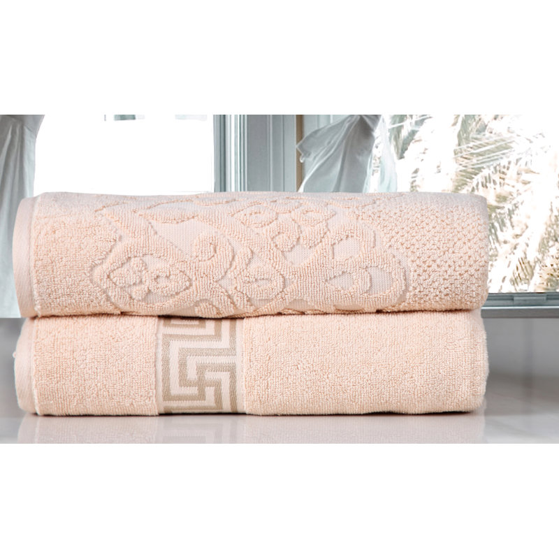 Skidmore Cotton Plush Jacquard Bath Towel, Peach