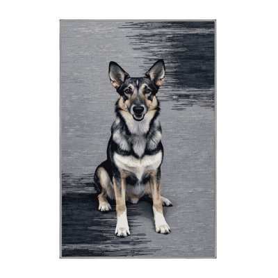 Washable Norwegian Elkhound Dogs Area Rug
