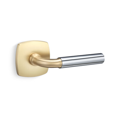 Forma Passage Rosette In Satin Brass, Smooth Grip In Polished Chrome
